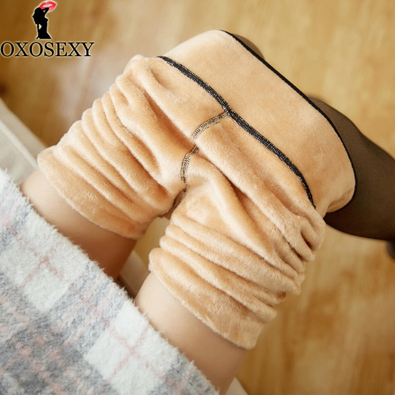 Schwarze Damen-Strumpfhose aus Hautimitat, Winterstrumpfhose, transparent