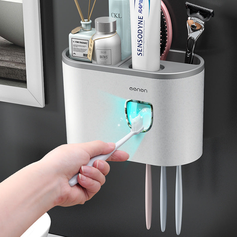 Creative Single Cup Lazy Man Automatic Toothpaste Squeezer/Adhesive Toothbrush Holder