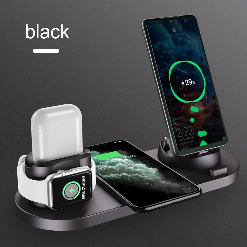6 in 1 Wireless Charger Dock Station for iPhone/Android/Type-C