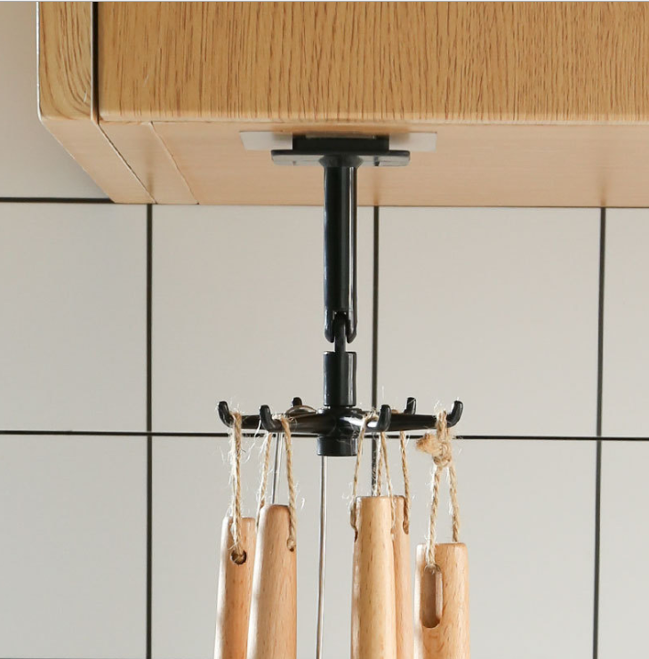 360 Degrees Rotated Kitchen Hooks Self Adhesive with 6 Hooks