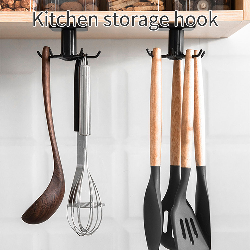 360 Degrees Rotated Kitchen Hooks Self Adhesive with 6 Hooks