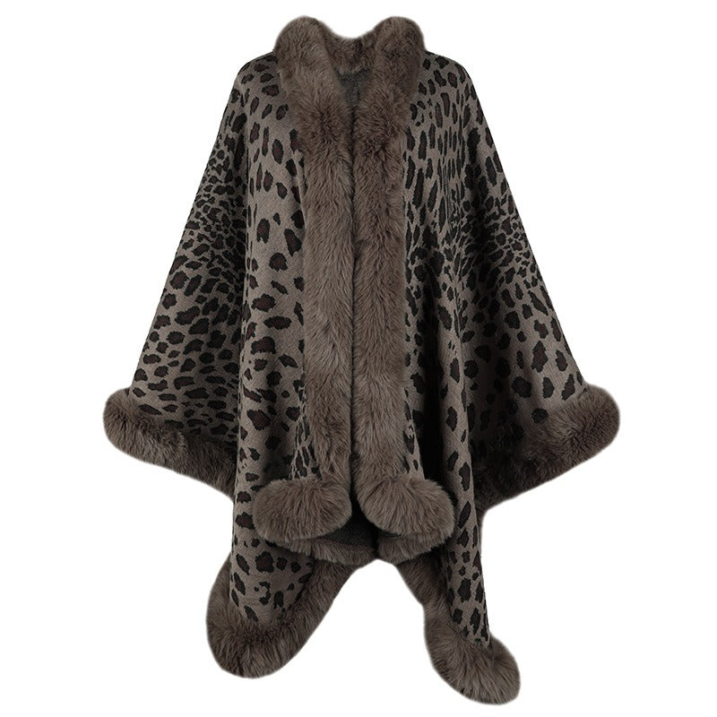 Leoparden-Cape-Pullover für Damen