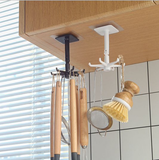 360 Degrees Rotated Kitchen Hooks Self Adhesive with 6 Hooks