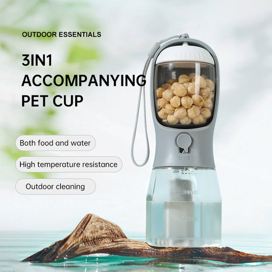 3 in 1 Portable Pet Water Bottle with Food Container